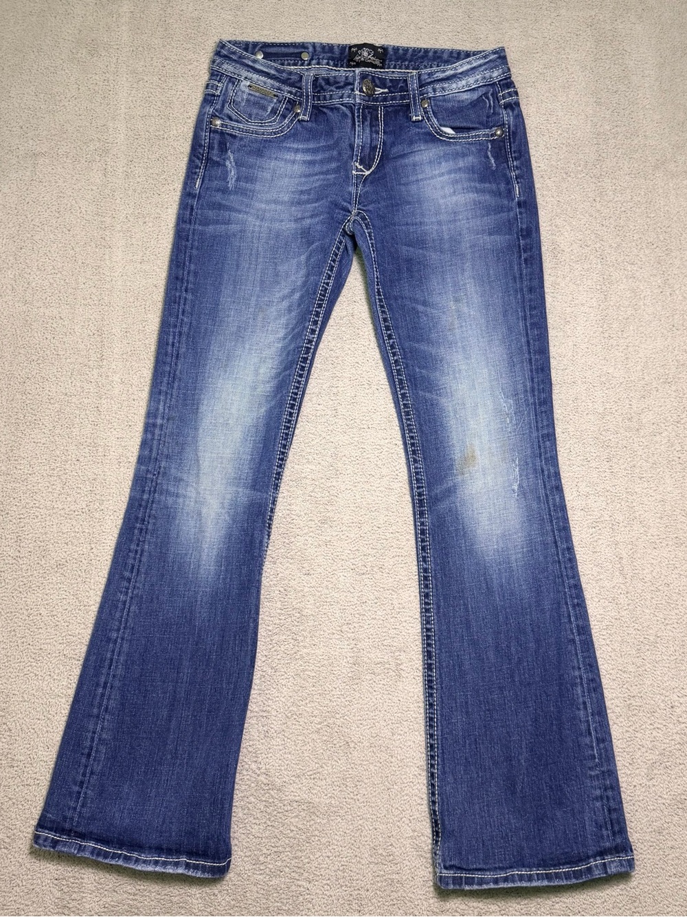rerock for express jeans bootcut Womens 2 Fits (27x28) Short Y2K Dark Wash Denim
